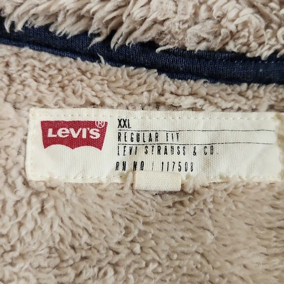 Levi's Mens Sherpa Lined Blue Hoodie Jacket Size XXL Full Zip Casual Workwear - Picture 7 of 10